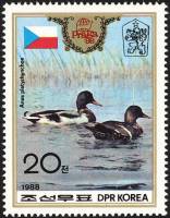 (1988-039) Марка Северная Корея "Утки"   Выставка почтовых марок "Прага '88 III Θ